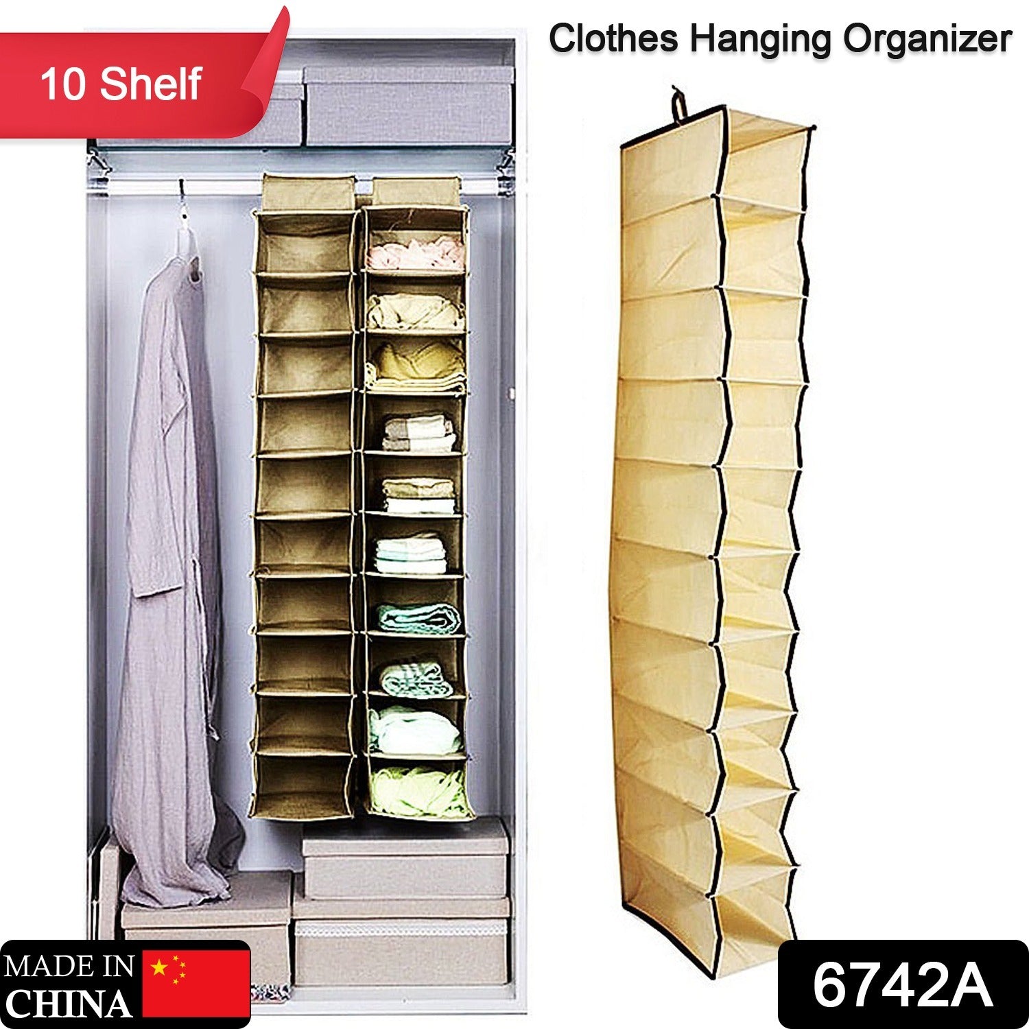 6742A 10 Tier Multipurpose Storage Rack, Foldable, Collapsible Fabric Wardrobe Organiser for Clothes DeoDap 6742A 10 Tier Multipurpose Storage Rack, Foldable, Collapsible Fabric Wardrobe Organiser for Clothes DeoDap